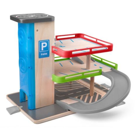 Garaj lemn cu lift Woodyland | Jucărie educativă