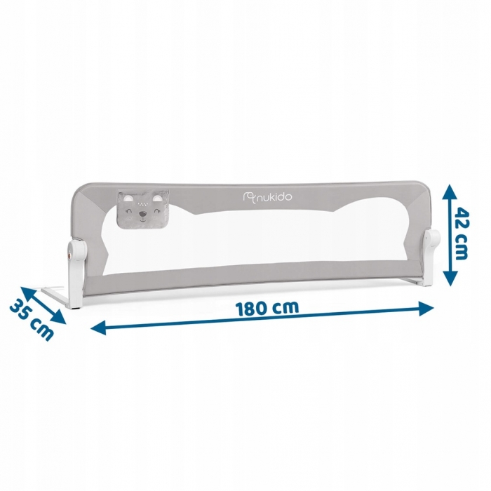 Bariera protectie pat Nukido Gri, 180cm - imagine 4