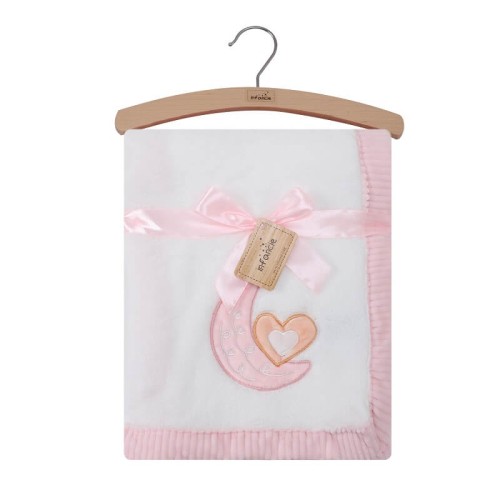Paturica Fleece Mothers Choice cu Broderie Roz - imagine 2