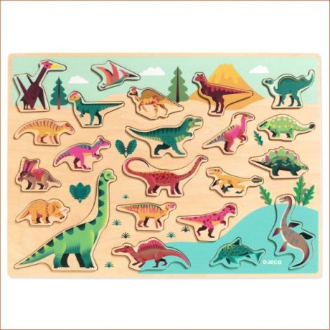 Puzzle Lemn Dinozauri Djeco | Educativ +2 Ani - imagine 4