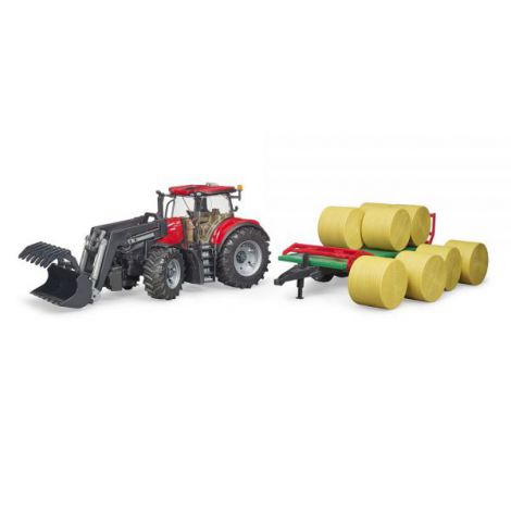 Bruder Tractor Case IH Optum cu Încărcător și Remorcă