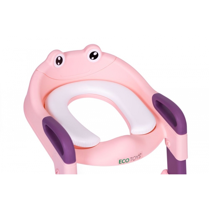 Reductor Toaletă Ecotoys PP8001 Roz cu Scară - imagine 5