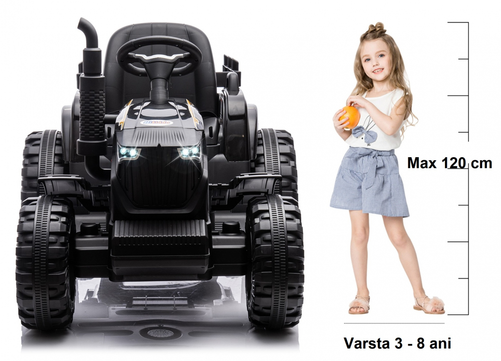 Tractor Electric Nichiduta Black 12V cu Remorcă - imagine 4