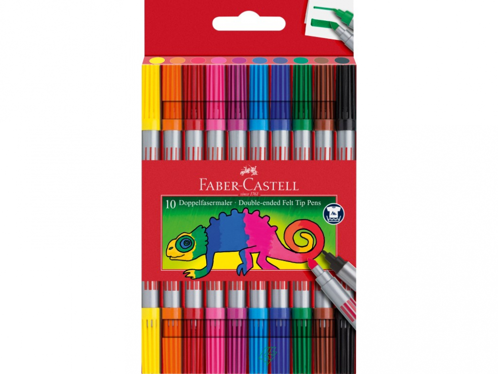 Carioci Faber-Castell 2 Capete, 10 Culori, Lavabile