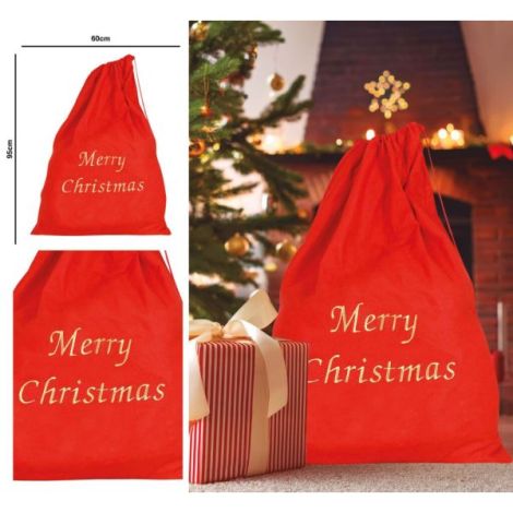 Sac Mos Craciun Guirca 60x95cm - Decor Festiv - imagine 2