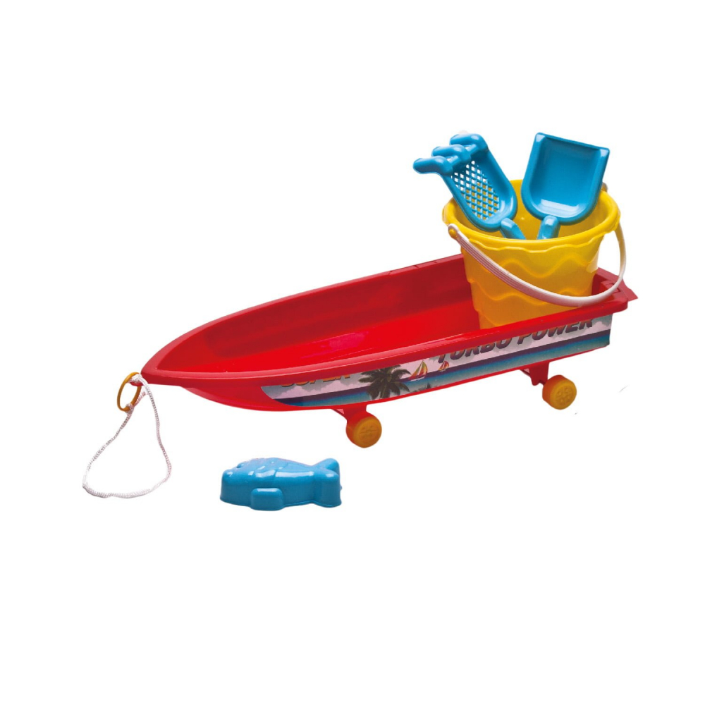 Set joaca nisip Red Luxury Boat, 5 piese Guclu