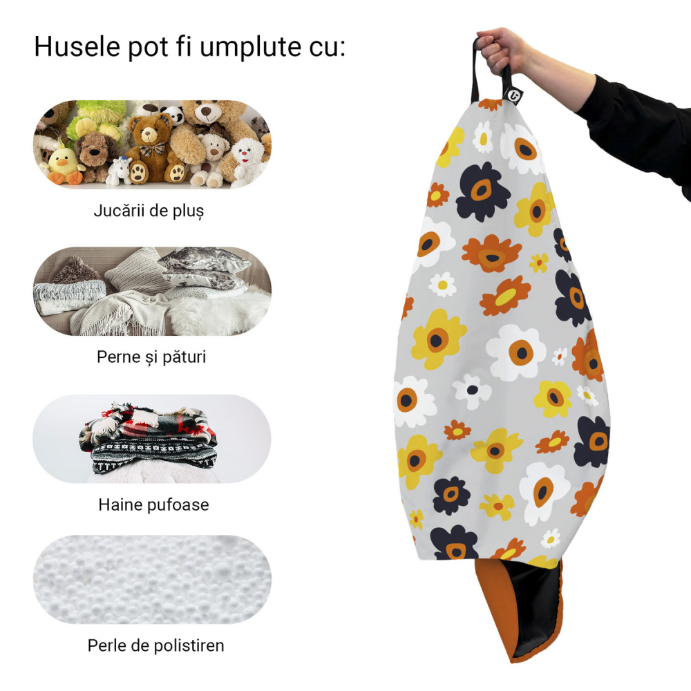 Husă Puf Para XL Daisy Gri | Updeco