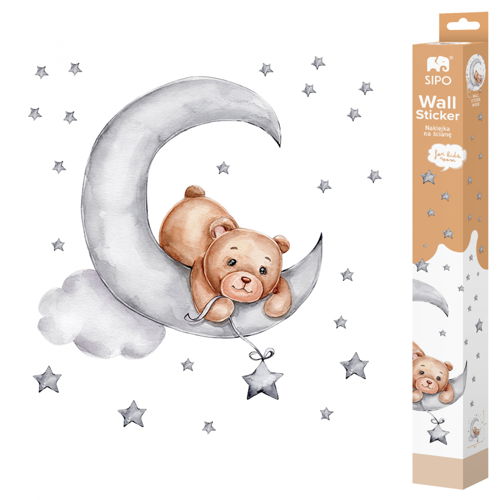 Sticker Decorativ Ursulet pe Lună Sipo, 62x60 cm - imagine 8