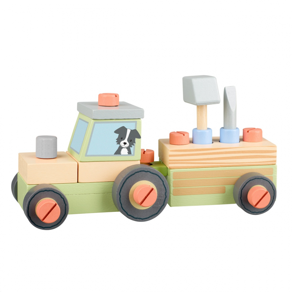 Tractor Lemn de Asamblat Orange Tree Toys