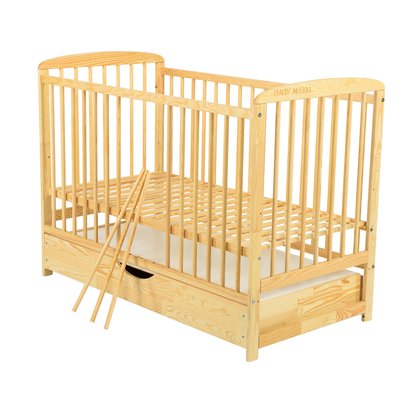 Pătuț Ola BabyNeeds Lemn Masiv cu Sertar, 120x60 cm - imagine 2