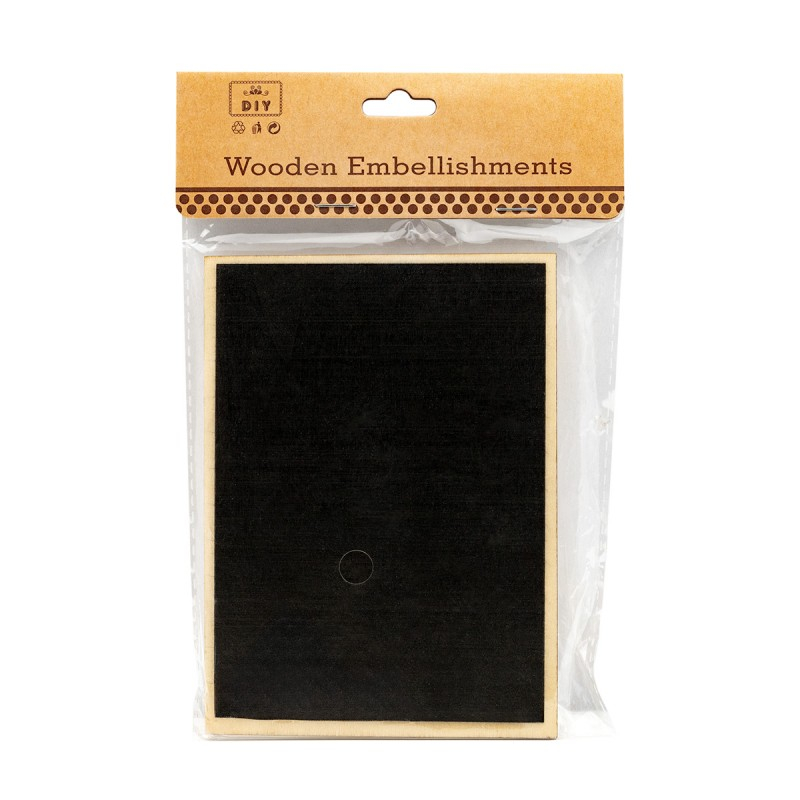 Tabliță Lemn Negru 14x11 cm cu Cârlig