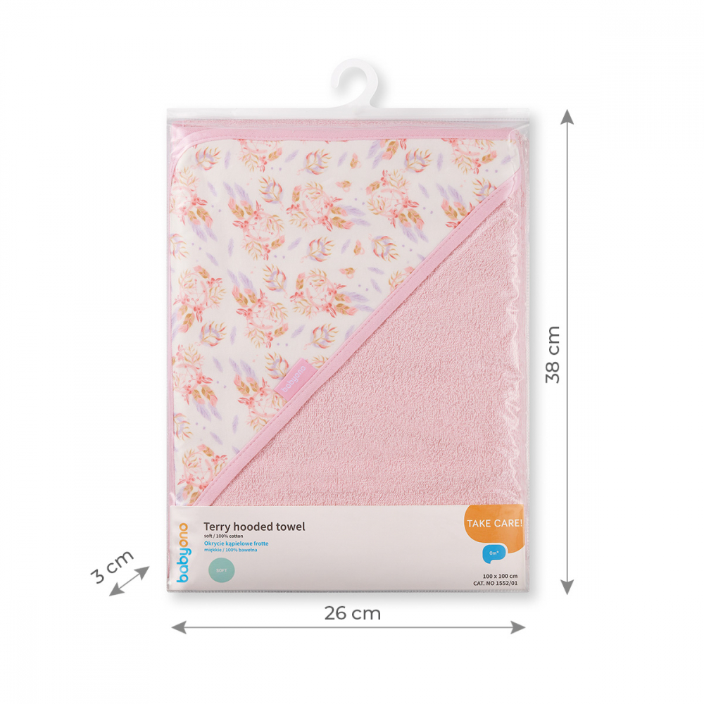 Prosop baie cu gluga Babyono 100x100 cm, Bumbac Moale - imagine 4