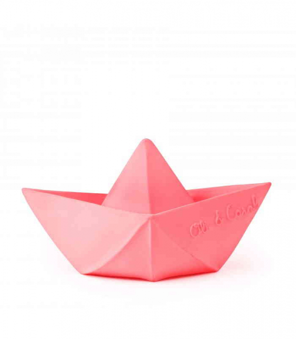 Barca Roz Origami Oli&Carol - Jucarie Cauciuc Natural