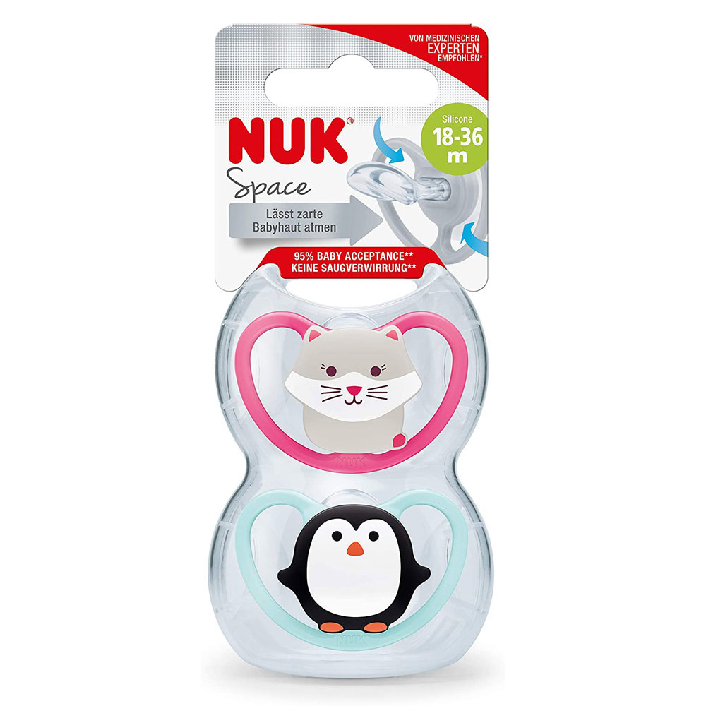 Set 2 Suzete NUK Space Silicon, M3, 18-36 luni, Roz - imagine 2
