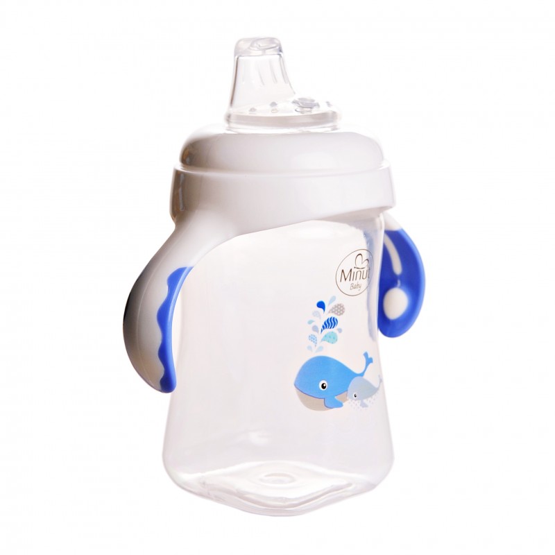 Cana Minut Baby 300ml cu Cioc Silicon, Bleu - imagine 2