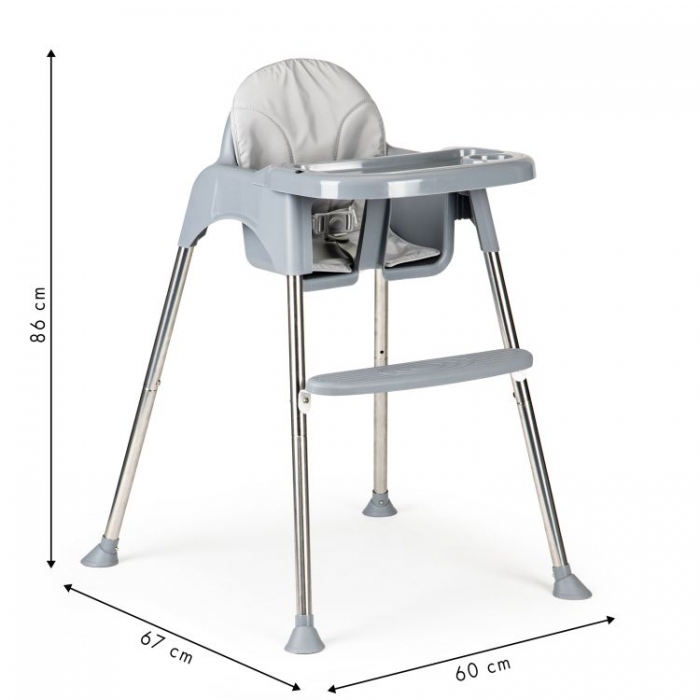 Scaun de masa 2 in 1 Ecotoys Gri, Reglabil - imagine 8
