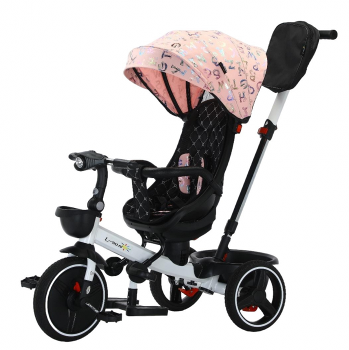 Tricicleta Pliabila L-sun Roz cu Muzica si Scaun Reversibil