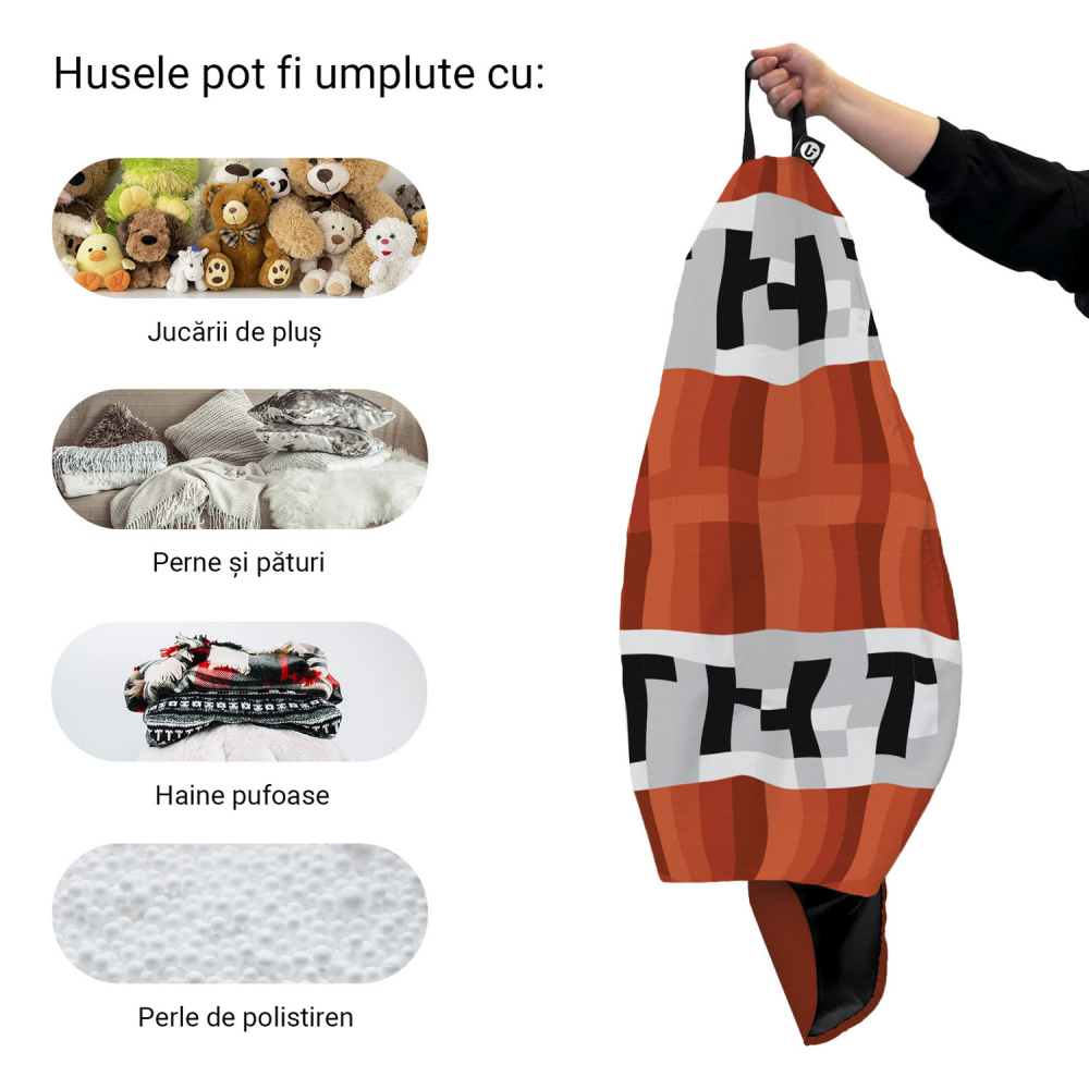 Husă Puf Para XL Minecraft TNT | Updeco
