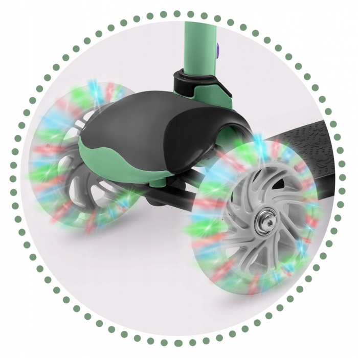 Trotineta Ricokids Loco Verde-Negru Pliabilă cu LED
