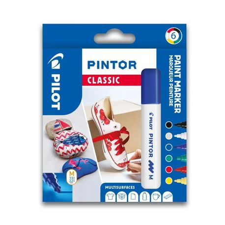 Set Markere Pilot Pintor Clasic M, 6 Culori, Varf 1.4mm