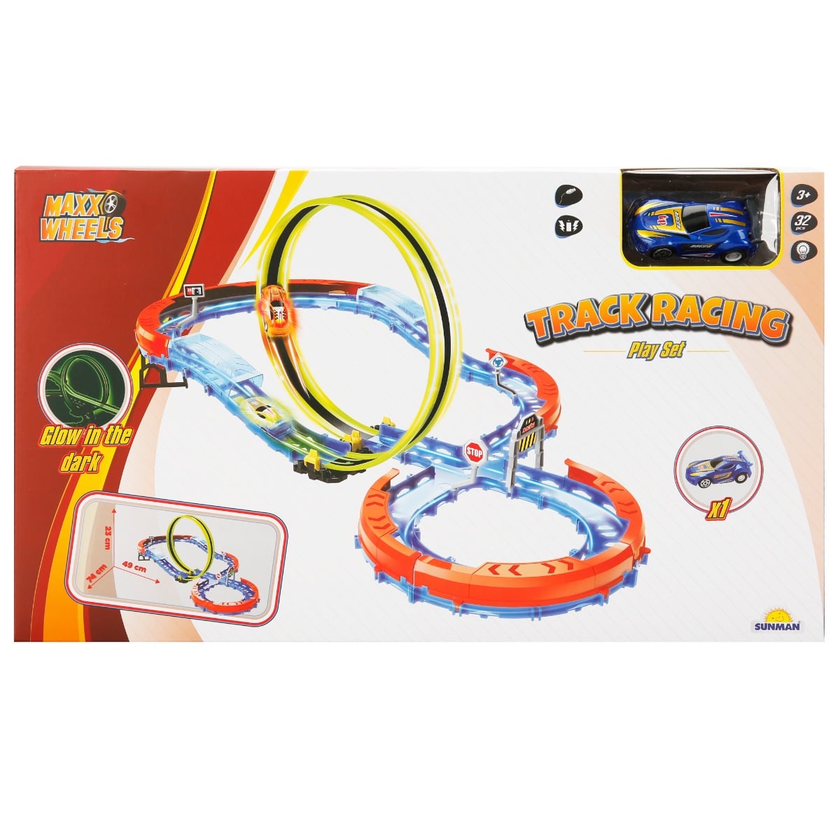 Set Pista Masiniță Maxx Wheels Glow in the Dark