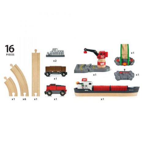 Set Port cu Nava Marfa Brio | Jucarie Trenulete - imagine 8