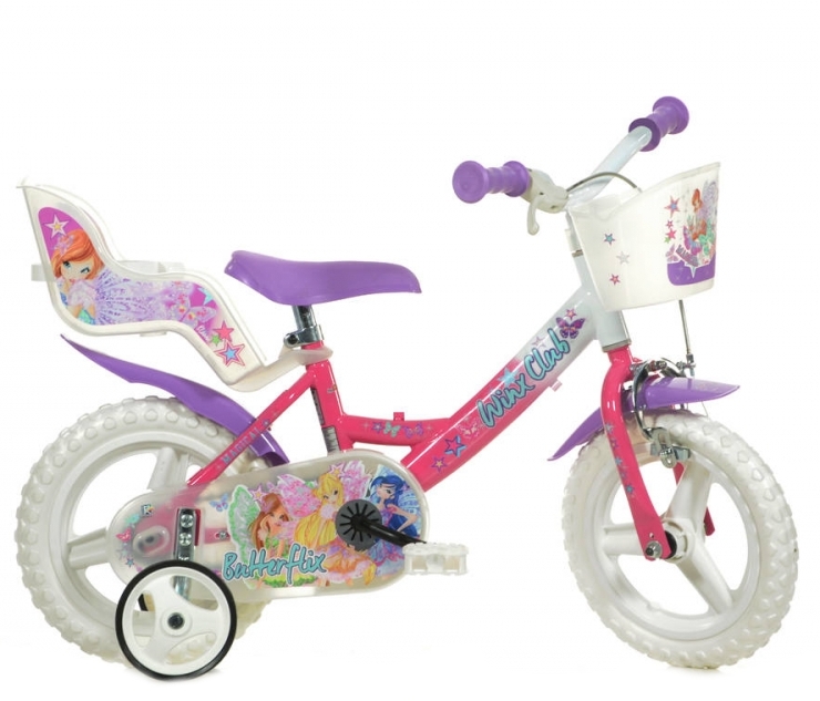 Bicicleta Dino Bikes Winx 12" cu Cosulet si Scaunel
