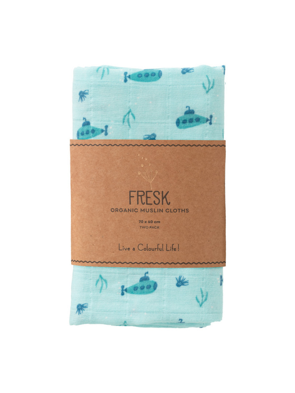 Set 2 museline Fresk Submarine 70x60 cm