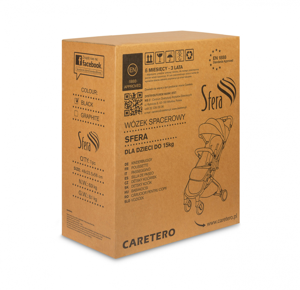 Caretero Sfera Black - Carucior compact pentru calatorii - imagine 13
