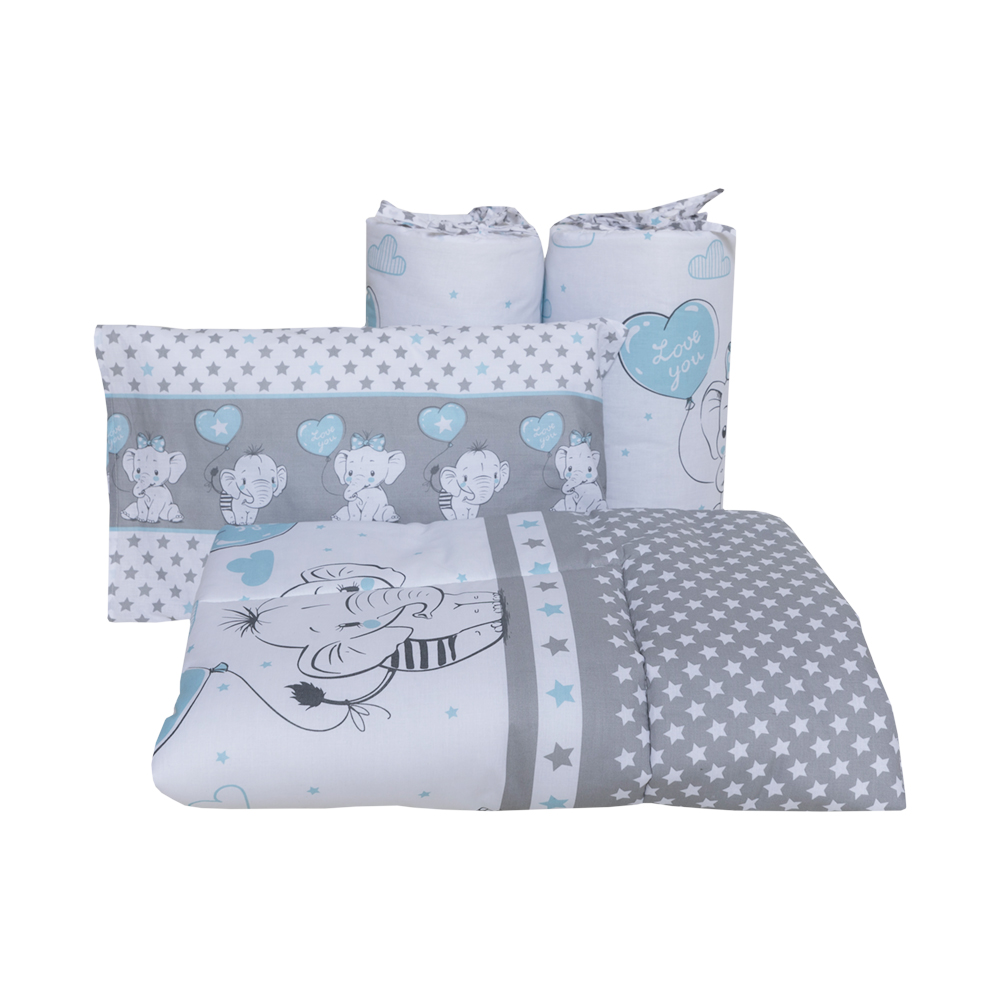 Set 7 piese Bebe Royal Love Elephants 120x60