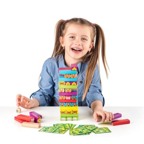 Turnul Sammy Lemn Woodyland | Joc Educativ Animale - imagine 3