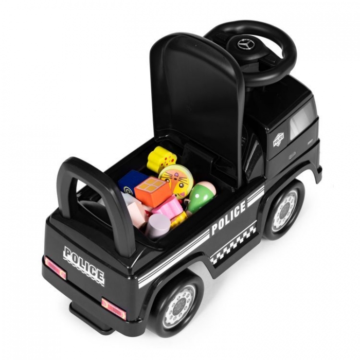 Mașinuță Ecotoys Mercedes Politie Negru, Fără Pedale - imagine 4