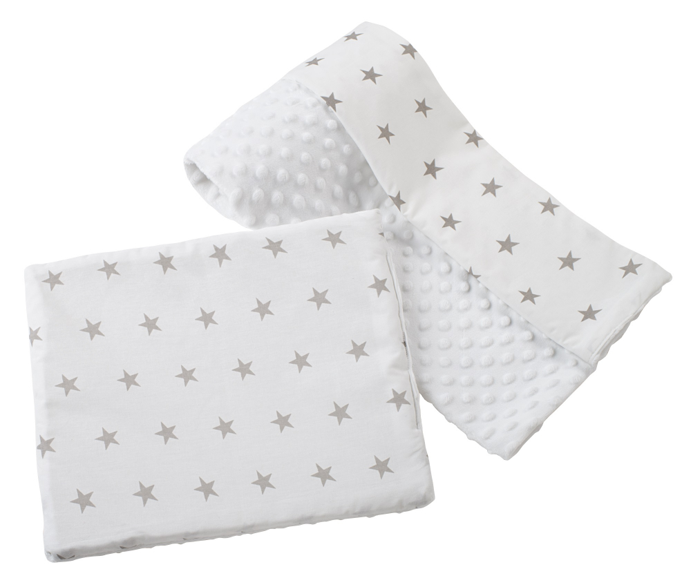 Set Paturica și Perniță Nichiduta Minky Stars White