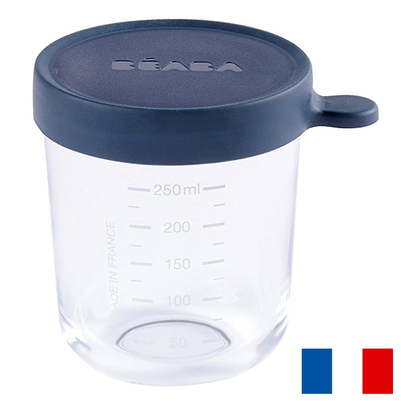Recipient Ermetic Sticlă Beaba 250 ml, Dark Blue