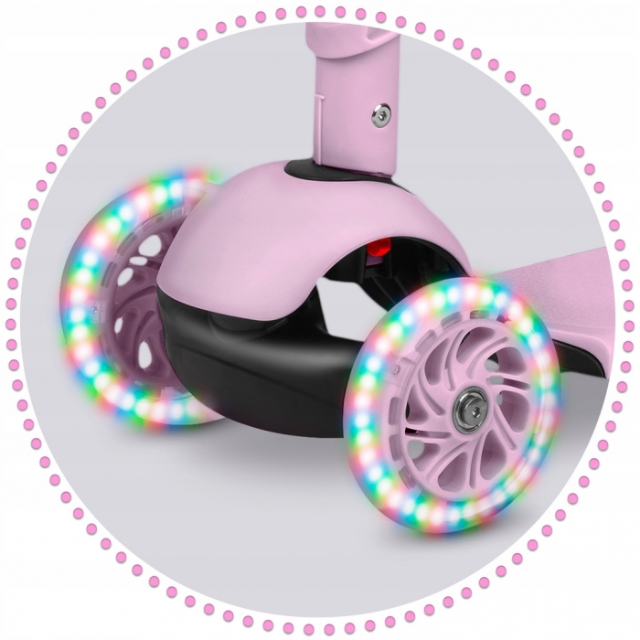Trotineta Ricokids Cubi 3in1 Roz, LED, Scaunel - imagine 5