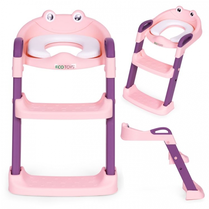 Reductor Toaletă Ecotoys PP8001 Roz cu Scară