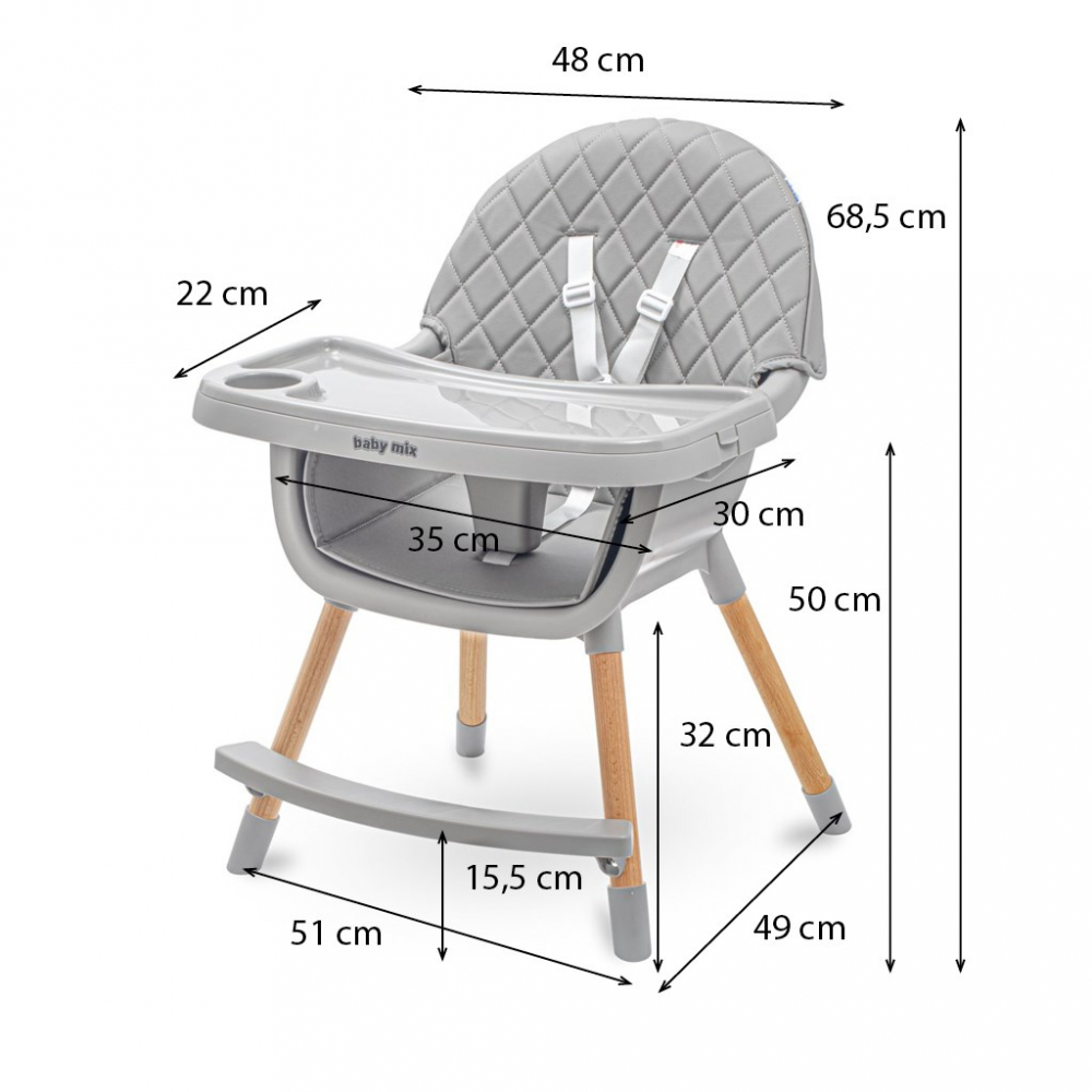 Scaun 2in1 Baby Mix Freja Wooden Dark Grey - imagine 7