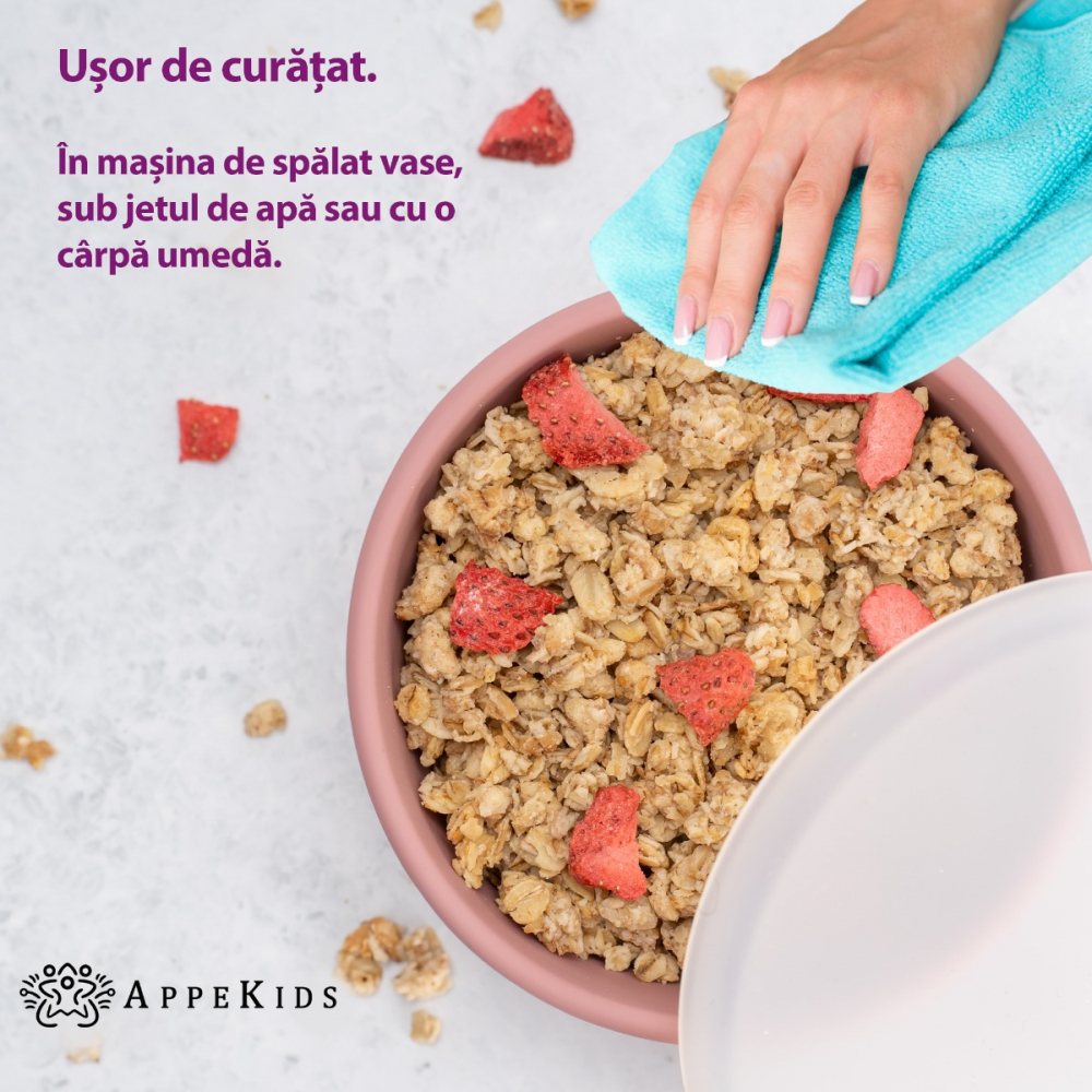 Bol Silicon cu Ventuza AppeKids Old Rose - imagine 3