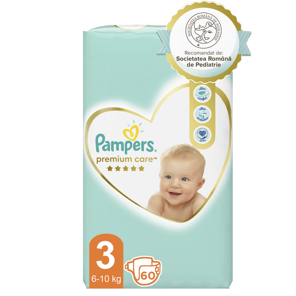Scutece Pampers Premium Care 3 Midi, 60 buc