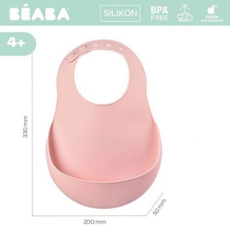 Baveta Silicon Beaba Old Pink Cu Buzunar - imagine 4