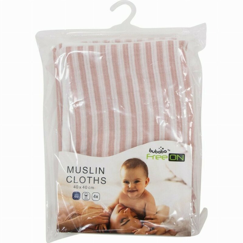 Set 4 lavete Bubaba Pink Strip Muselina Premium