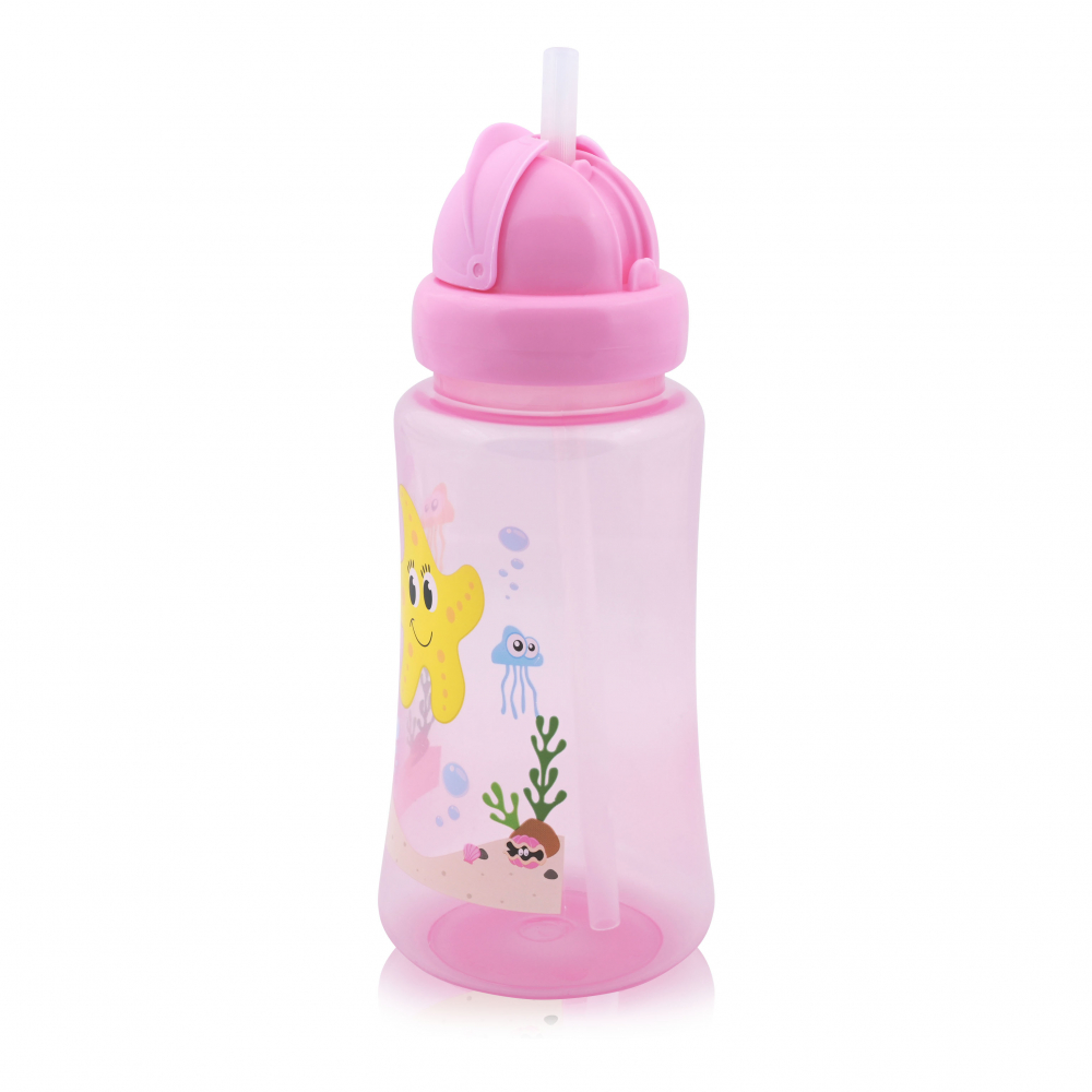 Cana Sport Lorelli Pink 330ml cu Pai Moale