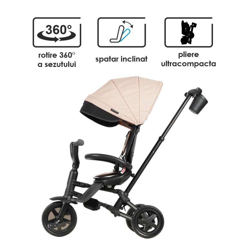 Tricicleta Qplay Nova Niello Bej, Ultrapliabila - imagine 12