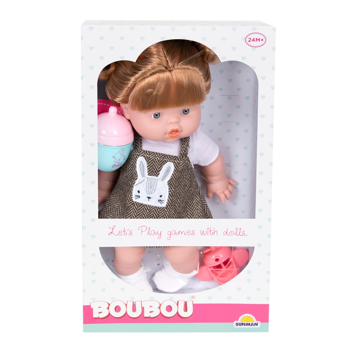 Păpușă Bebeluș Boubou cu Rochiță, 35 cm
