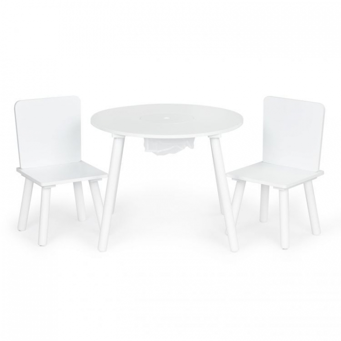 Set Masa+Scaune Ecotoys cu Depozitare Alb - imagine 7