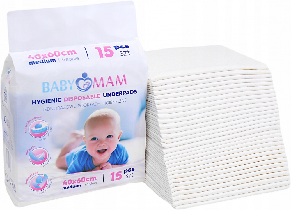 Set 15 aleze BabyMam impermeabile, 40x60 cm