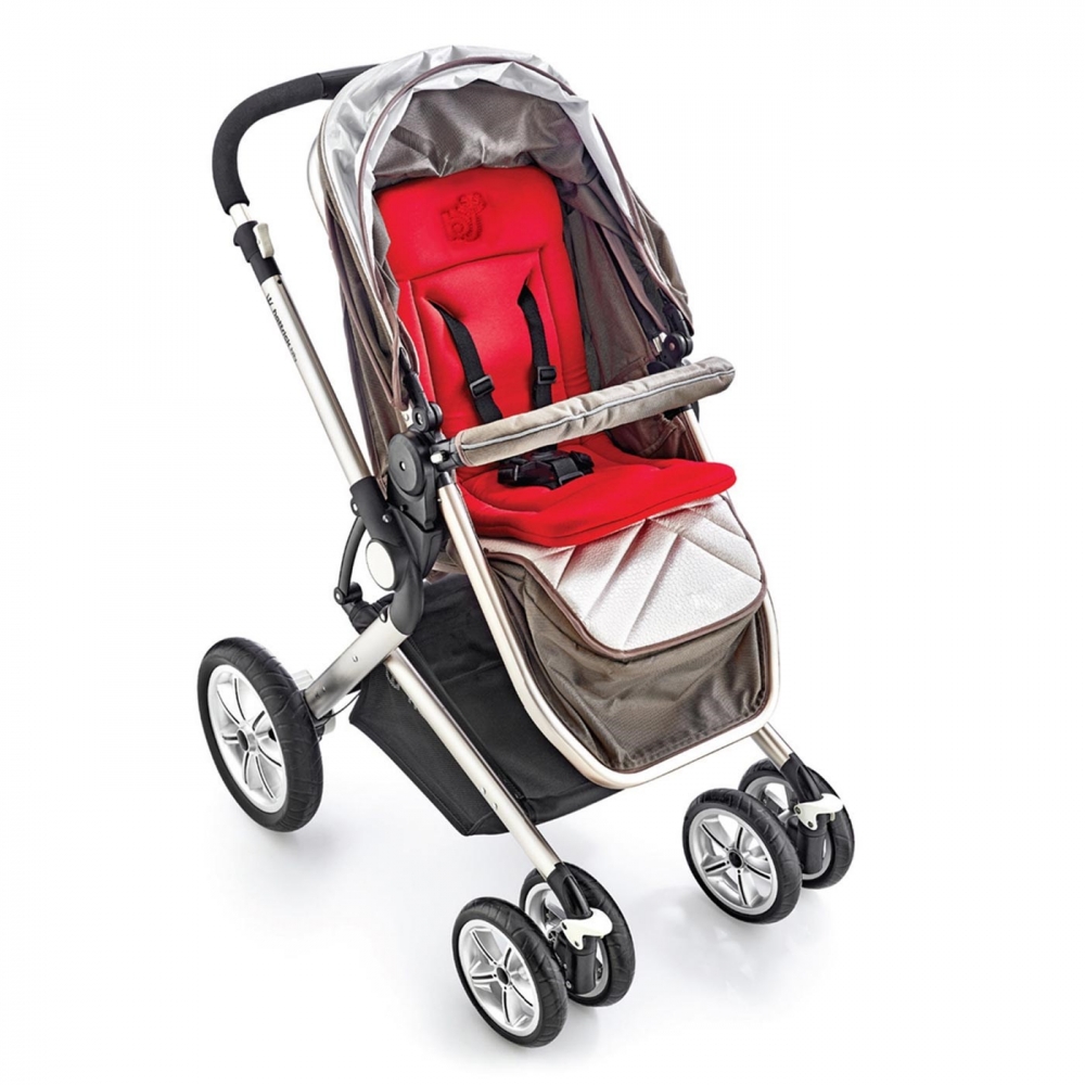 Saltea Carucior BabyJem Cushion Red, Spuma - imagine 2