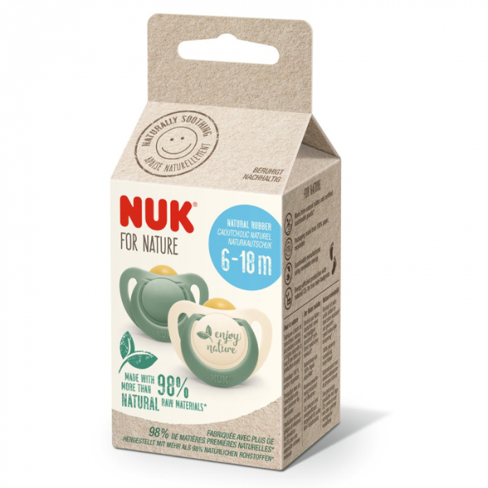 Suzete NUK for Nature Latex M2, 6-18 luni, Set 2 Verde