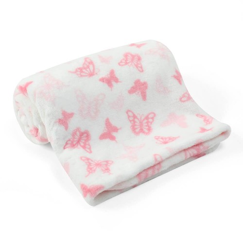 Paturica Fleece Fluturași Roz | Mother's Choice