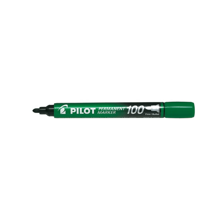 Marker Permanent Pilot P100 Verde, Vârf Rotund